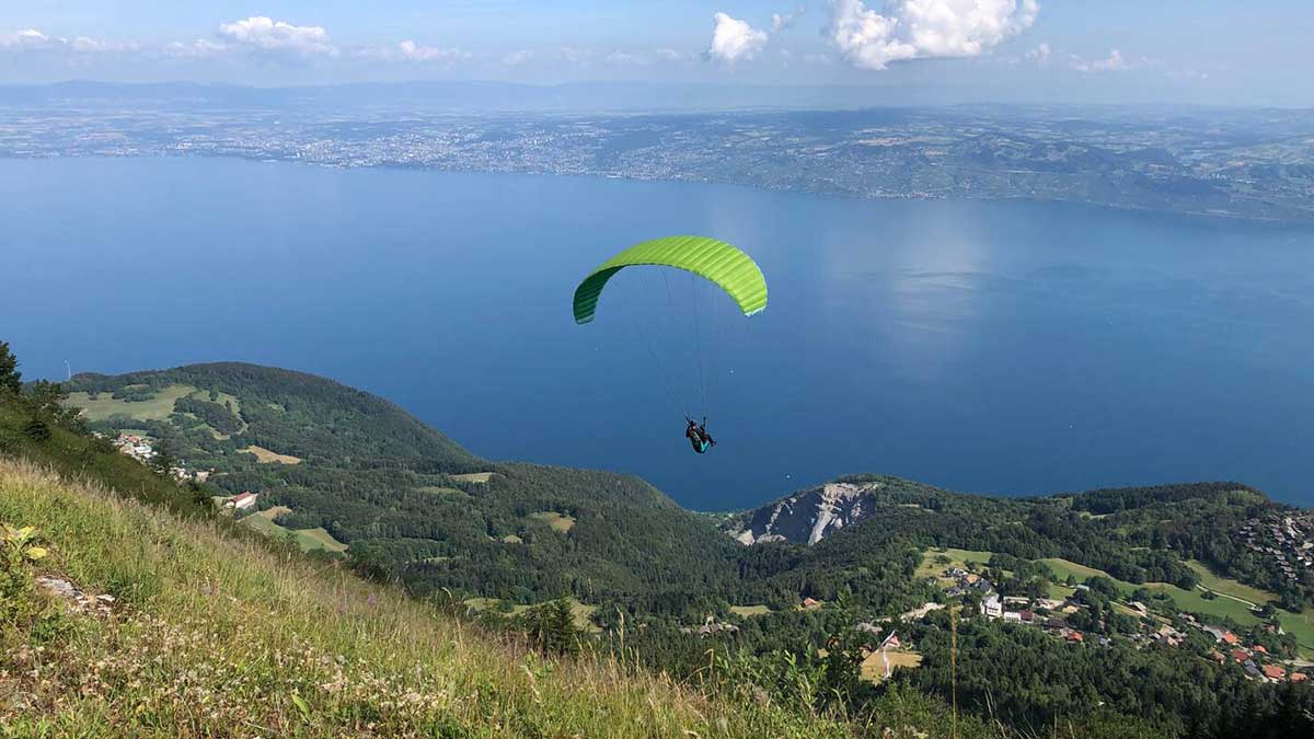 Parapente au-dessus du Lac